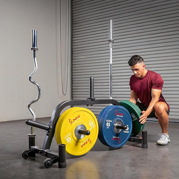 Sunny Health & Fitness Multi-Weight Storage Rack Stand for Dumbbells, Kettlebells, Olympic Weight Plates, Barbell, Medicine Ball