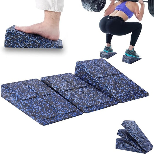 Slant Board Squat Wedge for Calf Stretching，3 Pcs 12" x 6.3" Foot Stretcher Balance Board for Plantar Fasciitis, Adjustable Foam Slant Board Wedge Great for Exercises