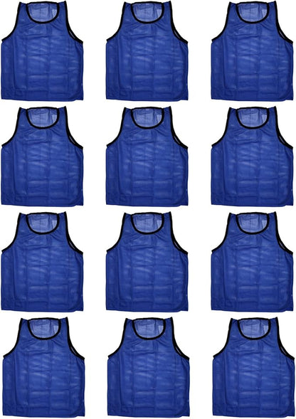 BlueDot Trading Youth Boys Girls Child Sports Scrimmage Pinnies Training Vest for team practice for Soccer, Lacrosse, 12-Pack
