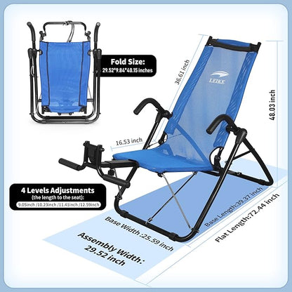 leikefitness Ab Exercise Chair Core Strengthening Lightweight Foldable AB3900(Blue)