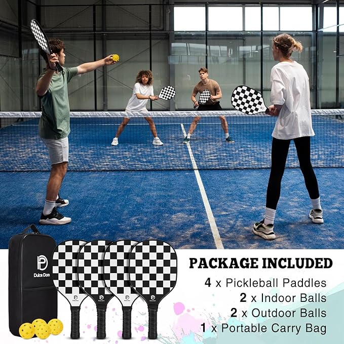DULCE DOM Pickleball Paddles 2/4 with 4 Pickleball