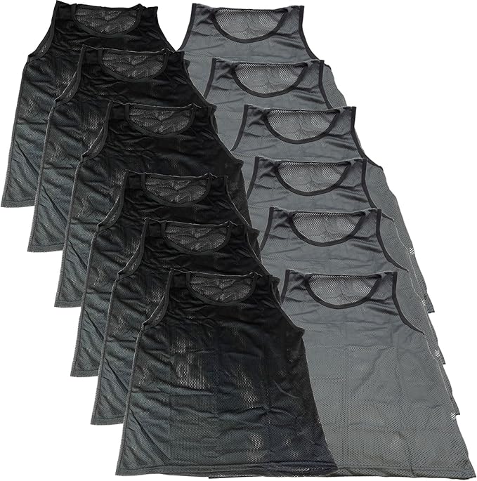 BlueDot Trading Youth Boys Girls Child Sports Scrimmage Pinnies Training Vest for team practice for Soccer, Lacrosse, 12-Pack