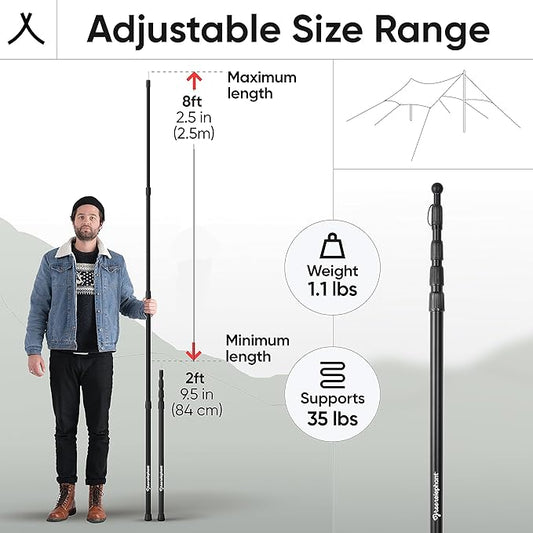 Green Elephant Tarp Poles - Tent Poles, Tent Poles Replacement, Tent Poles for Tarp, Canopy Poles, Awning Poles, Telescoping Tarp Poles, Tarp Poles Adjustable Heavy Duty, Aluminum Tent Pole Set of 4