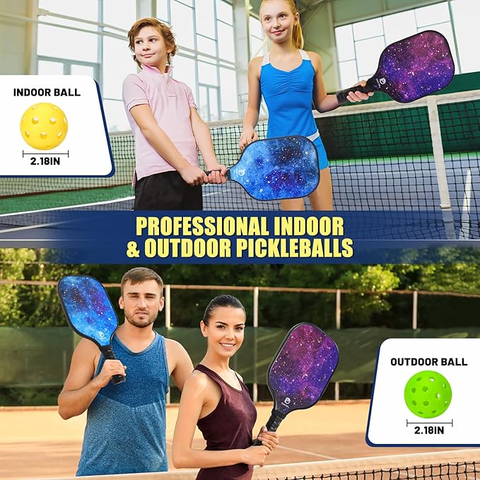 DULCE DOM Pickleball Paddles 2/4 with 4 Pickleball