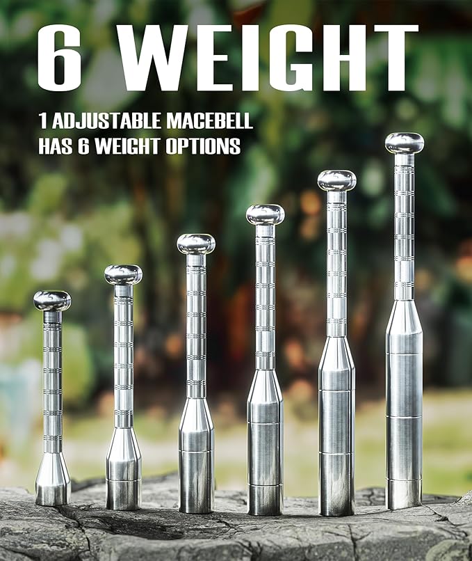 Adjustable Macebell Clubbell for Strength Training, 6/8-in-1 Premium Steel for Full Body, Muscles, Shoulder, Grips & Forearms Workouts