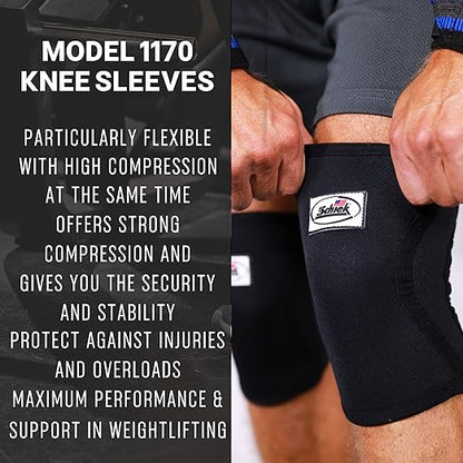 Schiek Sports Model 1170 Knee Sleeves - 5mm Neoprene Knee Compression Sleeves for Weight Lifting