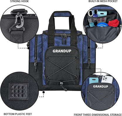GRANDUP Bowling Ball Bag for Single Ball - Black Bowling accessories Ball Tote Bag Bowling Bag with Padded Ball Holder - Fits Bowling Shoes Up to Mens Size 14
