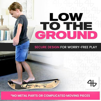 Balance Board for Kids - Slackline Wooden Wobble Board - Slackboard Balance Trainer for Coordination - Training for Skateboard, Snowboard, Football, Soccer, Baseball, Basketball - Dolphin