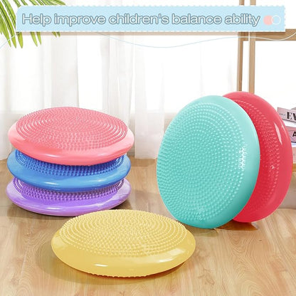 Amylove 6 Pcs Inflated Wobble Cushion Pump Wiggle Seat for Sensory Kids Flexible Seating Exercise Balance Disc Sensory Chair for Office School Home Equipment, Pump Included
