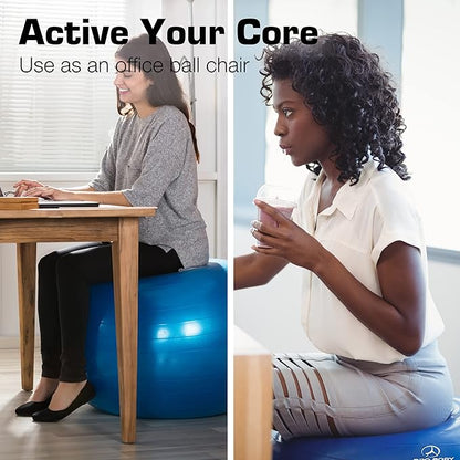 ProBody Pilates Yoga Ball - Fresh Colors Exercise Ball for Stability, Pregnancy, Workout & Physical Therapy