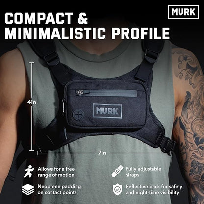 MVRK Water Resistant Chest Pack - Running Vest for Workouts, Running Phone Holder Extra Storage, Lightweight Running Pack