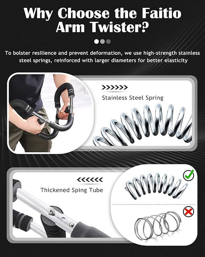 Twister Arm Exerciser, Adjustable Spring Workout Bar, Forearm Triceps Chest Inner Thigh Muscle Enhanced Exercise Strengthener, Upper Body Strength Builder Trainer, Home Fitness Equipment