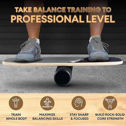 Yes4All 2-in-1 Balance Boards Set, 9 Adjustable Modes Surf Trainer, Wobble Board Exercise for Adults, Includes Roller & Ball