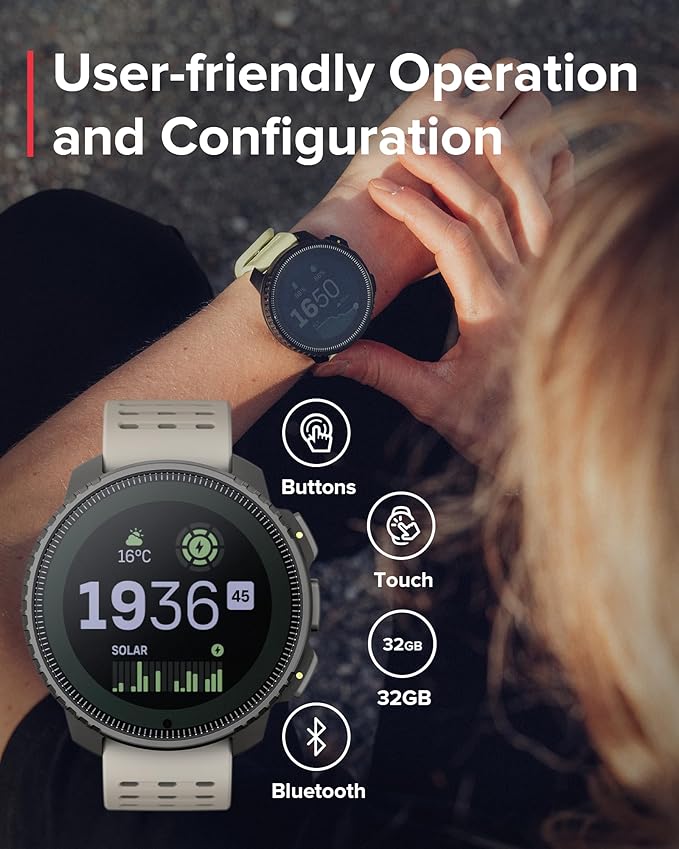 SUUNTO Vertical GPS Sports Watch, Premium Multisports Watch w/1.4 inch Touchscreen & 95+ Training Workout Analysis, Heart Rate & Sleep Tracking, 60-Day Battery Life, Dual-GNSS, Free Offline Maps, Sand
