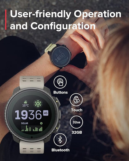 SUUNTO Vertical Solar GPS Adventure Watch, Premium Multisport Watch w/1.4 inch Touchscreen, Free Global Offline Maps, 60-Day Battery Life, Training Records, Heart Rate & Sleep Tracking, Steel Sand