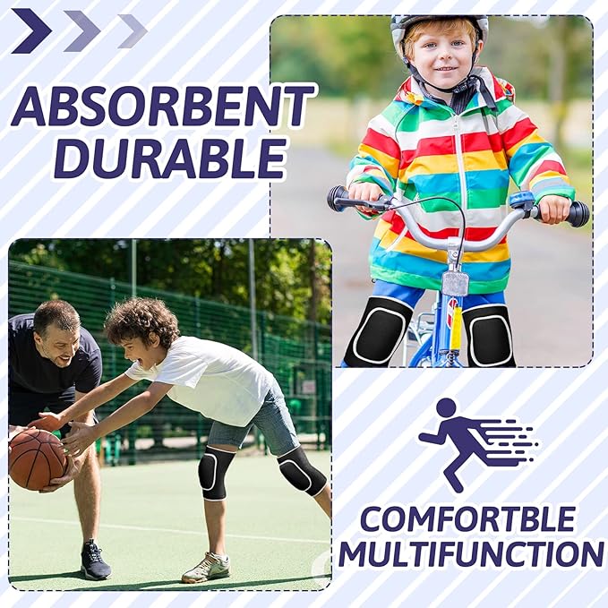 Hungdao 3 Pairs Volleyball Knee Pads for Kids Soft Breathable Brace Non Slip Padded Sponge Knee Support for Girls Boys Dance, Football, Skating, Running, Youth Sports