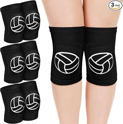 Leyndo 3 Pairs Volleyball Knee Pads for Kids Soft Breathable Non Slip Dance Knee Pads Collision Avoidance Knee Brace for Youth Girls Boys Dance Yoga Running Workout