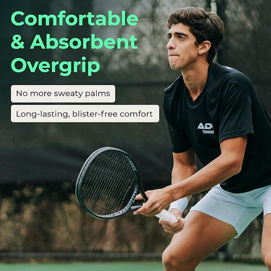 ADV Dry Tennis Overgrip Tape - 3, 12, 30, 60 Pack - FeltTac Tennis Racket Grip Tape - Ultra Absorbent Tennis Grip Tape - Comfort Tennis Racket Grips - Tennis Grips Overgrip