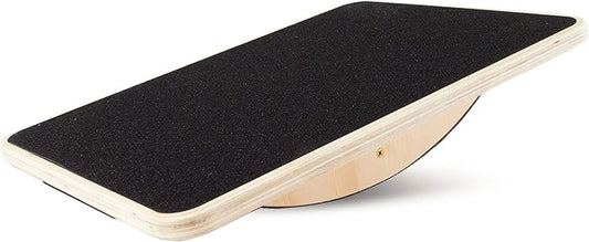 ProsourceFit Wooden Rocker Balance Board Anti-Slip Core Trainer 17.5in (39.5cm) for Physical Therapy, Exercise, Stability Training, Ideal Standing Desk Balance Board, Black