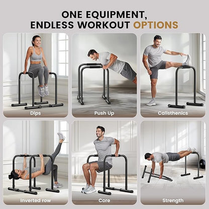 Sportsroyals Dip Bar, Adjustable Dip Stands Station for Home, Functional Heavy Duty Parallette Bars for Upper Body Workout (400/1200LBS Loading Capacity, 2025 New Version)