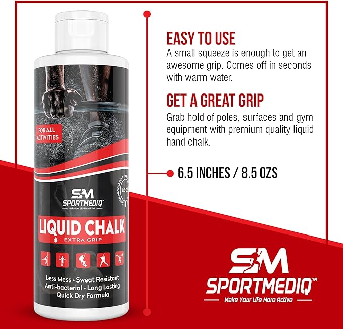 Pro Grade Liquid Chalk – Mess Free Professional Hand Grip for Gym, Weightlifting, Rock Climbing, Gymnastics, Rock Climbing - Dries in Seconds - 8.5 Oz