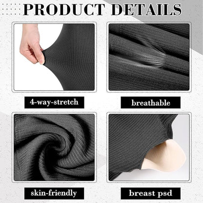 4 Pcs Women's Workout Sets Pilates Exercise Outfit Ribbed Scoop Neck Sports Bra Shorts Leggings Gym Clothes Set