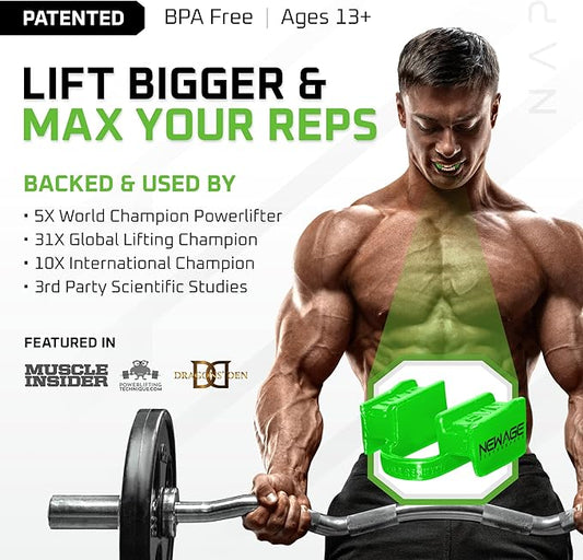 New Age Performance 6DS Weightlifting Mouthpiece, Increase Strength & Reps for Lifting, Powerlifting, Strongmen, Bodybuilding, Calisthenics, Workout Accessory, Fitness Gear (Clear)