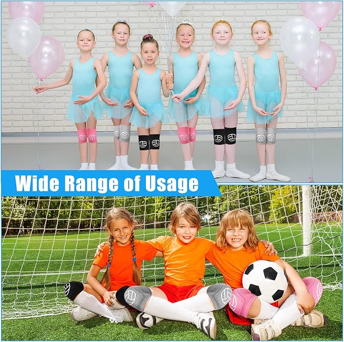 Leyndo 3 Pairs Volleyball Knee Pads for Kids Soft Breathable Non Slip Dance Knee Pads Collision Avoidance Knee Brace for Youth Girls Boys Dance Yoga Running Workout
