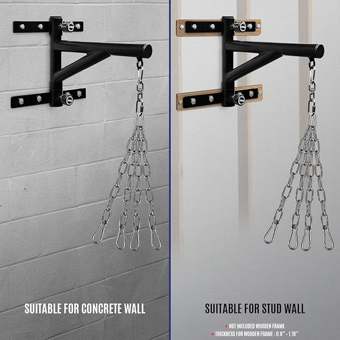 Yes4All Heavy Bag Hanger Wall Mount Punching Bag Hanger, Adjustable Heavy Duty Boxing Bag Bracket for Home Gym Indoor Outdoor