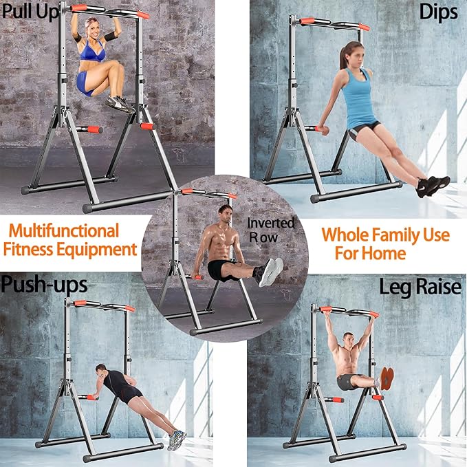 DOBESTS Foldable Power Tower Dip Station Pull Up