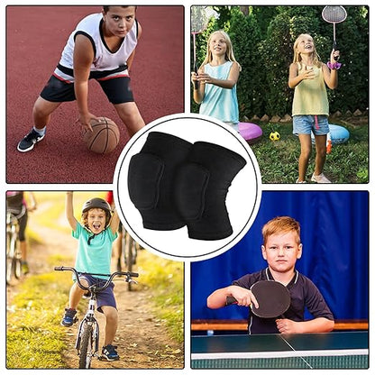 Sibba Kids Knee Pad, Breathable Elastic Knee Brace, Anti-Slip Padded Sponge Knee Protector for Volleyball Dance Running Skating Basketball Football Sports (Black)