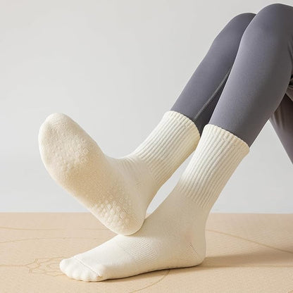 Flydo Pilates Grippy Socks with Grips for Women Yoga Non Slip Long Socks for Pure Barre, Ballet,Dance Workout 2-5 Pack