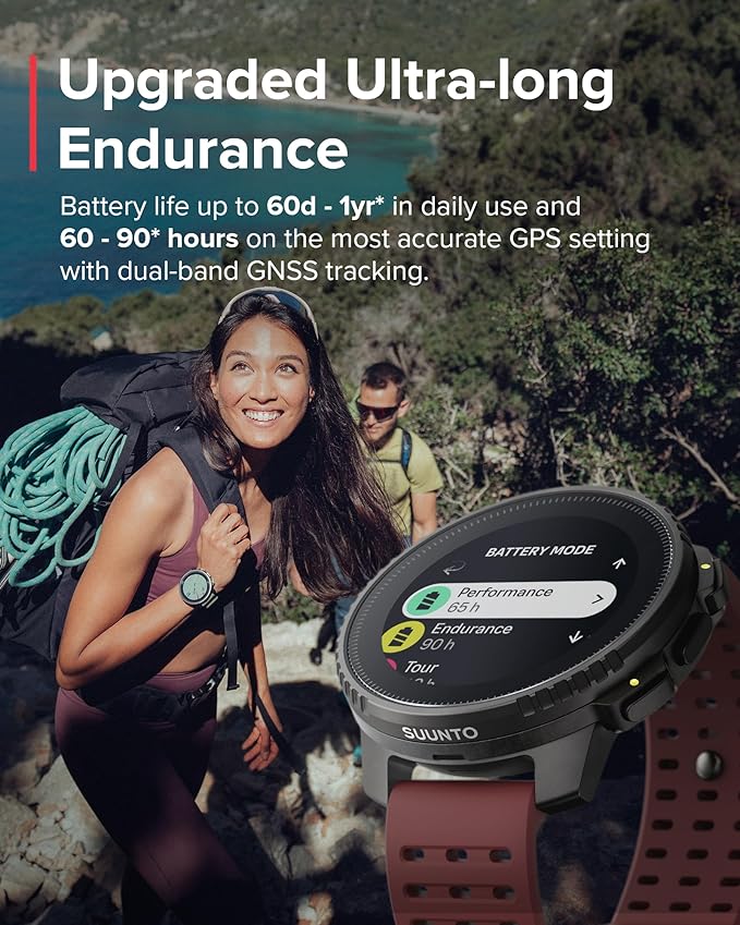 SUUNTO Vertical GPS Sports Watch, Premium Adventure Watch w/1.4 inch Touchscreen & 95+ Training Workout Analysis, Heart Rate & Sleep Tracking, 60-Day Battery Life, Dual-GNSS, Free Offline Maps, Ruby