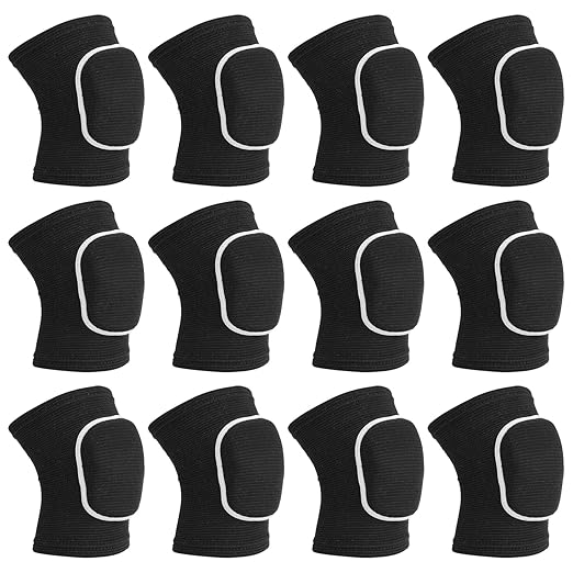 PATIKIL S Protective Knee Pads, 6 Pairs Sponge Volleyball Knee Pads Breathable Dance Knee Pads Brace for Women Men Football Basketball Workout, Black White