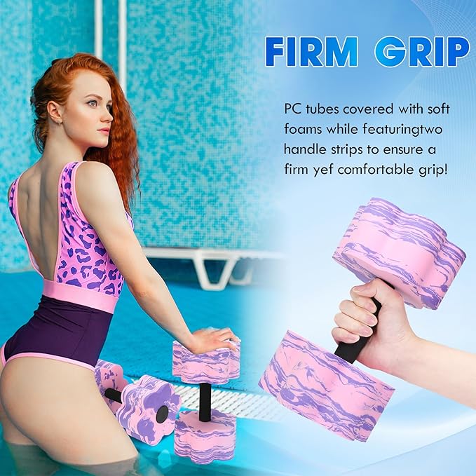 Aquatic Exercise Dumbbells, 2PCS Aqua Fitness Barbells, Flowers High-Density EVA-Foam Water Workouts, Pool Weights Dumbbells Set for Water Exercise, Aerobics Weight Loss, Pool Fitness