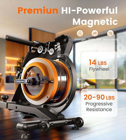 YOSUDA Magnetic/Water Rowing Machine 350 LB Weight Capacity - Foldable Rower for Home Use with Bluetooth, App Supported, Tablet Holder and Comfortable Seat Cushion