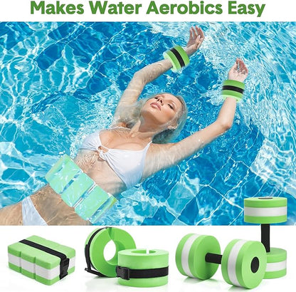 5 Pcs Aquatic Exercise Set Including 2 Ankle Swimming Weights 2 Lightweight Aquatic Exercise Dumbbells and Swim Belt Pool Exercise Equipment for Aquatic Aerobics Exercise