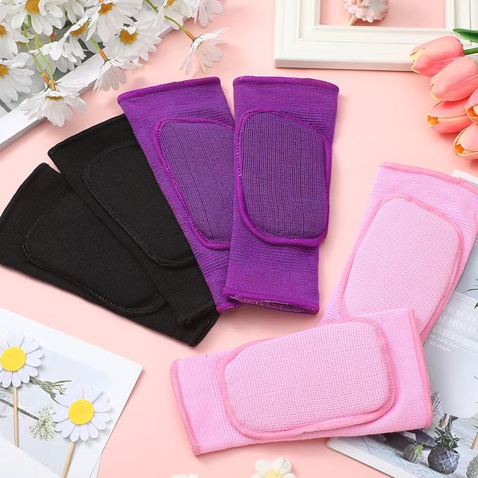 Hungdao 3 Pairs Volleyball Knee Pads for Kids Soft Breathable Brace Non Slip Padded Sponge Knee Support for Girls Boys Dance, Football, Skating, Running, Youth Sports