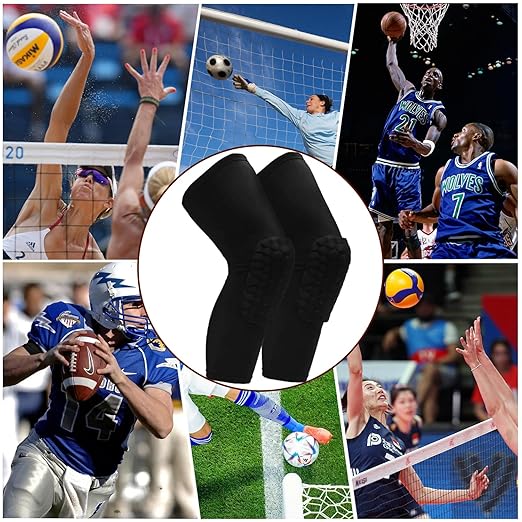 PISIQI Knee Pads Compression Pads Long Leg Sleeve Collision Avoidance Brace Protection Knee Sleeve for Basketball Football Volleyball Cycling (1 Pair)