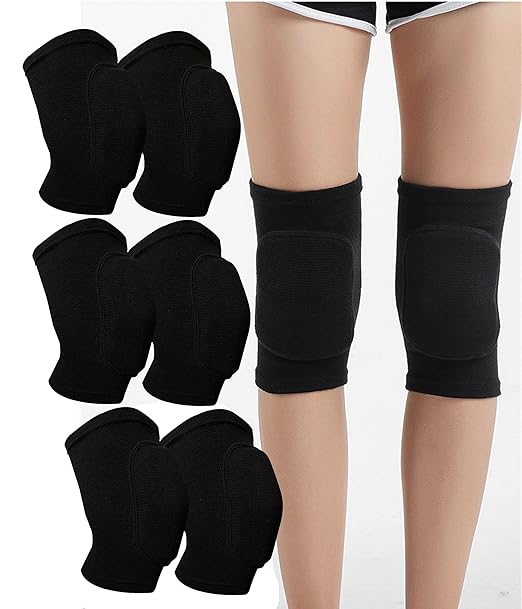 YYaaloa Knee Pads Sponge Knee Brace Breathable Flexible Elastic Knee Support for Volleyball, Dancing, Football, Yoga, Basketball, and Skating (Medium, Black 3Pairs)