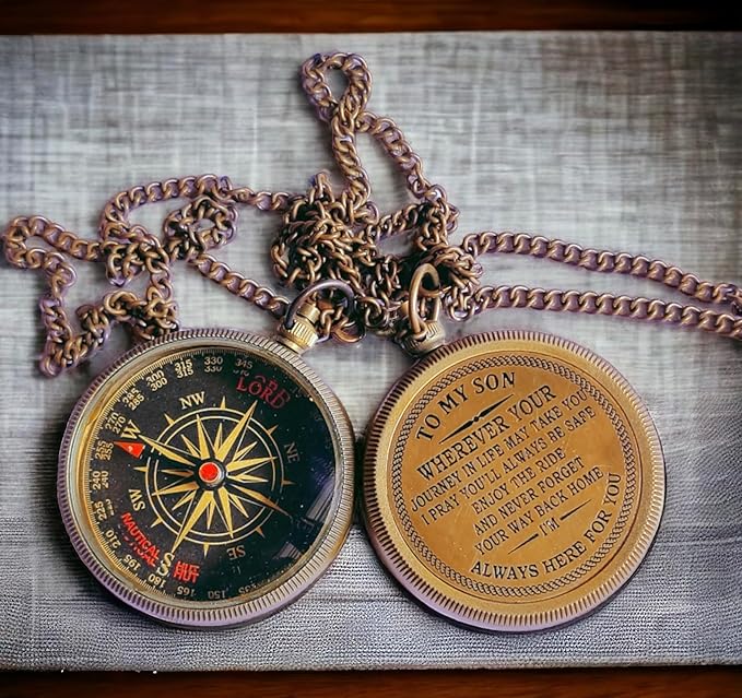 to My Son Compass with Leather Case -Mom