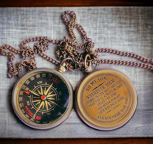to My Son Compass with Leather Case -Mom