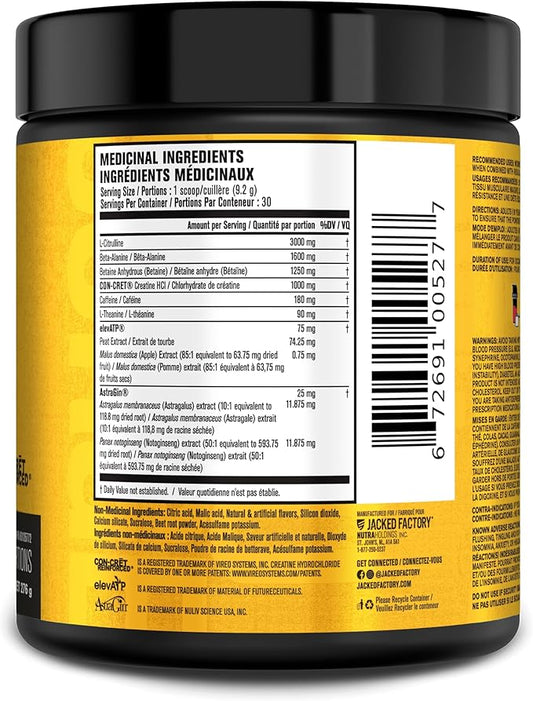 Jacked Factory Nitrosurge Build Pre Workout with Creatine for Muscle Building - Con Cret Creatine Powder & elevATP for Intense Energy, Powerful Pump, & Endless Endurance - 30 Servings, Cherry Bomb