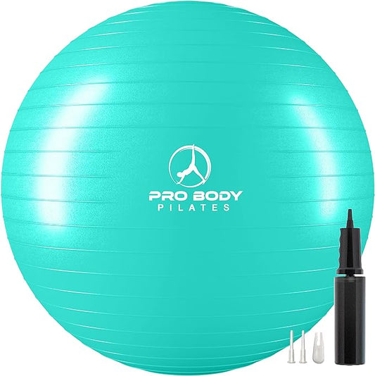ProBody Pilates Yoga Ball - Fresh Colors Exercise Ball for Stability, Pregnancy, Workout & Physical Therapy
