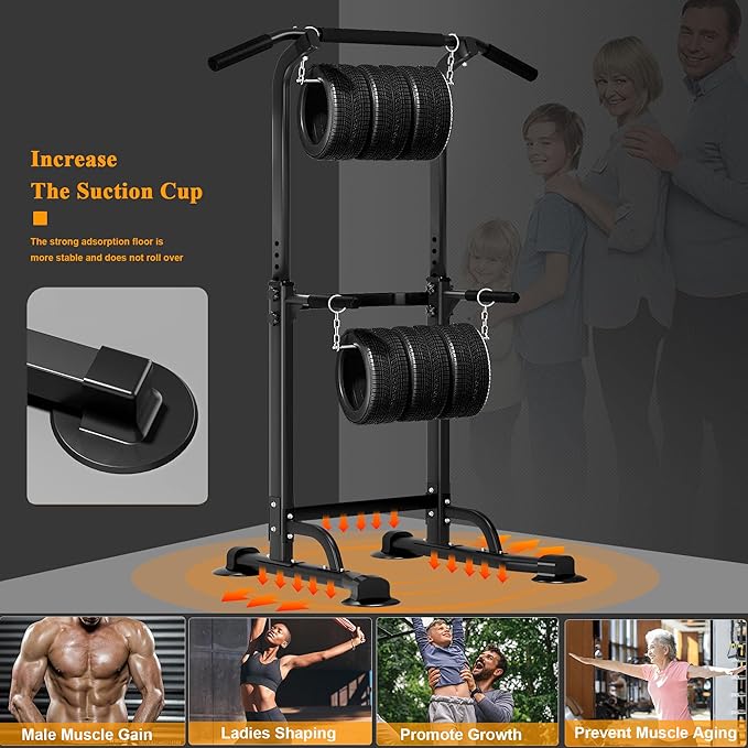 DlandHome Power Tower Dip Station Pull Up Bar