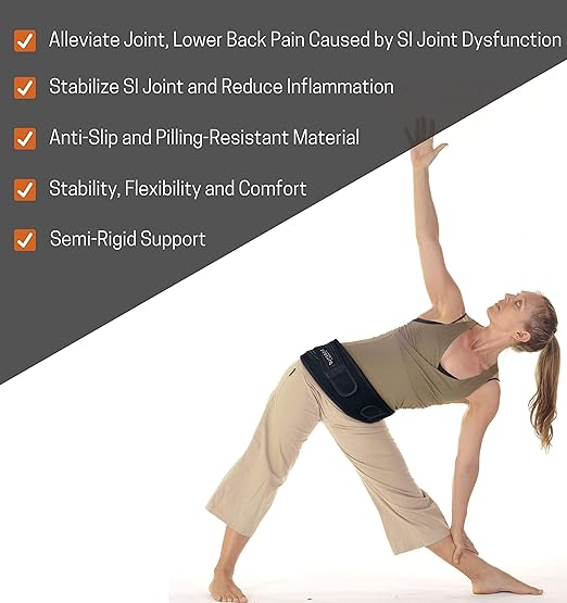Sacroiliac Hip Belt for Women and Men That Alleviates Sciatic, Pelvic, Lower Back, Leg and Sacral Nerve Pain Caused by Si Joint Dysfunction| Trochanter Brace (Petite, Black)