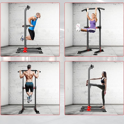 Wesfital Pull Up Bar Dip Bar Power Tower Workout Dip Station Height Adjustable Free Standing Chin Up Bar Home Gym Equipment 330LBS Weight Capacity