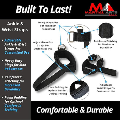 Boxing Resistance Bands for MMA Martial Arts Resistance Training at Home for Punches/Kicks, 150lbs Exercise Bands Full Body Fitness Workout to Enhance Explosive Power/Speed/Agility