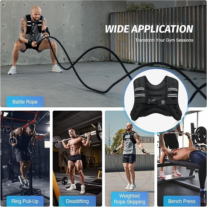 ZELUS Weighted Vest, 12lb Weight Vest with Reflective Stripe for Workout, Strength Training, Running, Fitness, Muscle Building, Weight Loss, Weightlifting