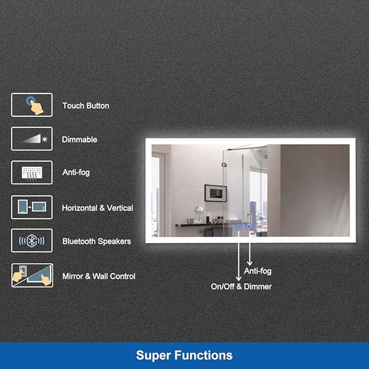 55 x 28 in Dimmable LED Bathroom Mirror (DK-C-N031-BC)